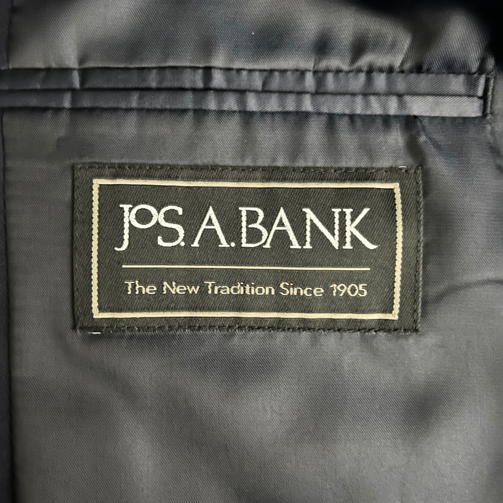 Jos. A. Bank Suit Mens 42S 36W Navy Blue Solid Wool Executive Tailored Fit - Picture 4 of 7